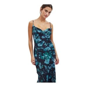 No Boundaries Floral Blue Maxi Slip Dress